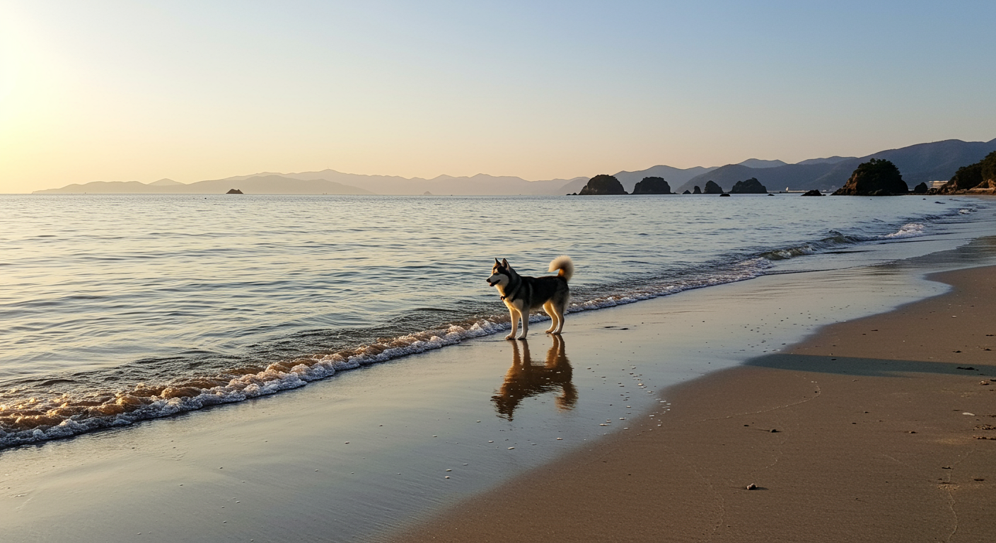 Dog plays on Ocean Beach in San Francisco