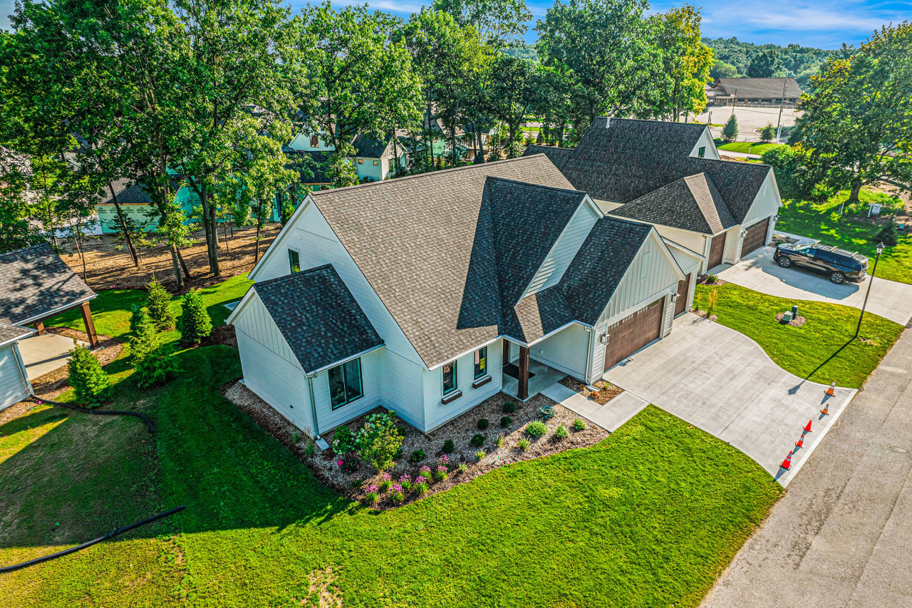 aerial side view of a house