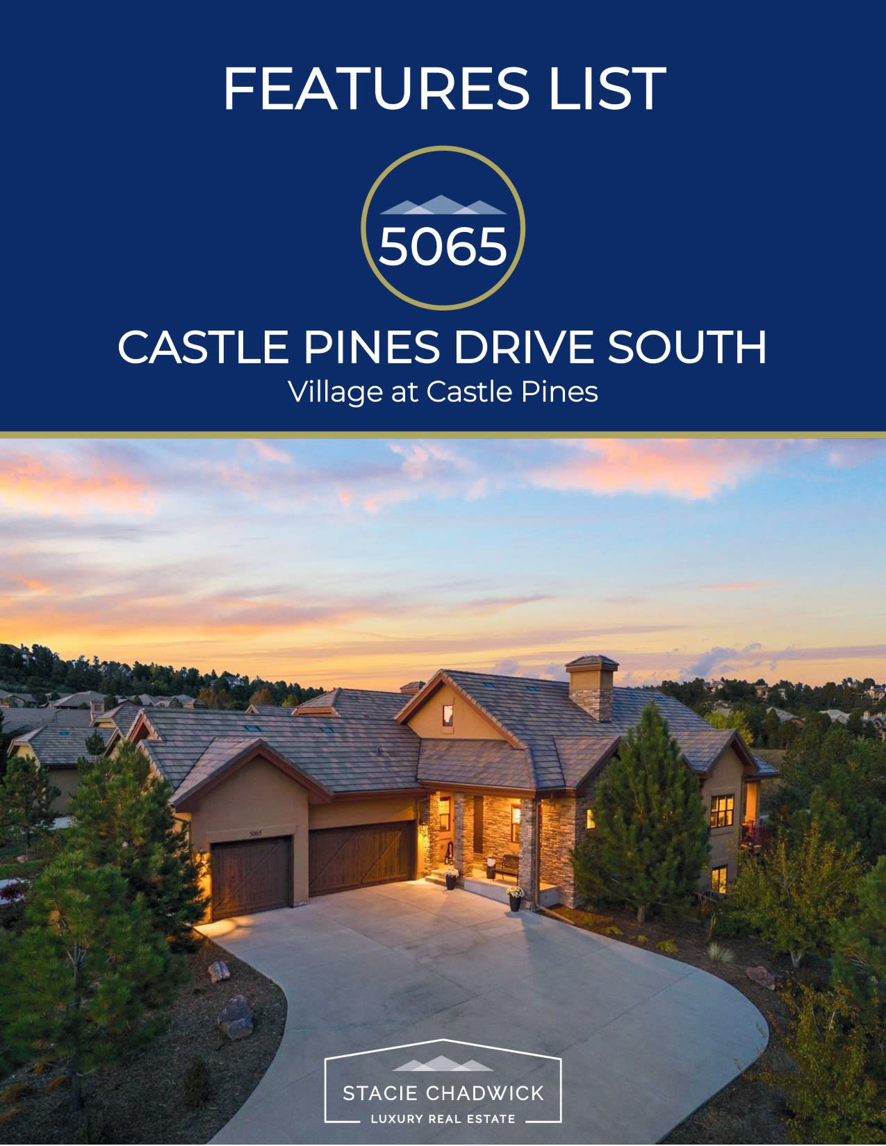 Features list for 5065 Castle Pines Drive South, Village at Castle Pines.