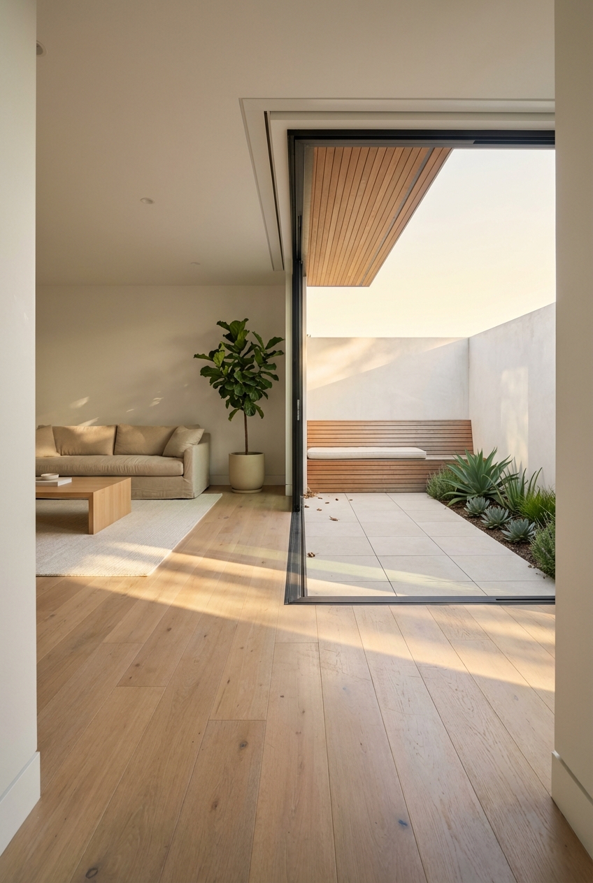 Modern Living Room with Open Patio and Contemporary Real Estate Design