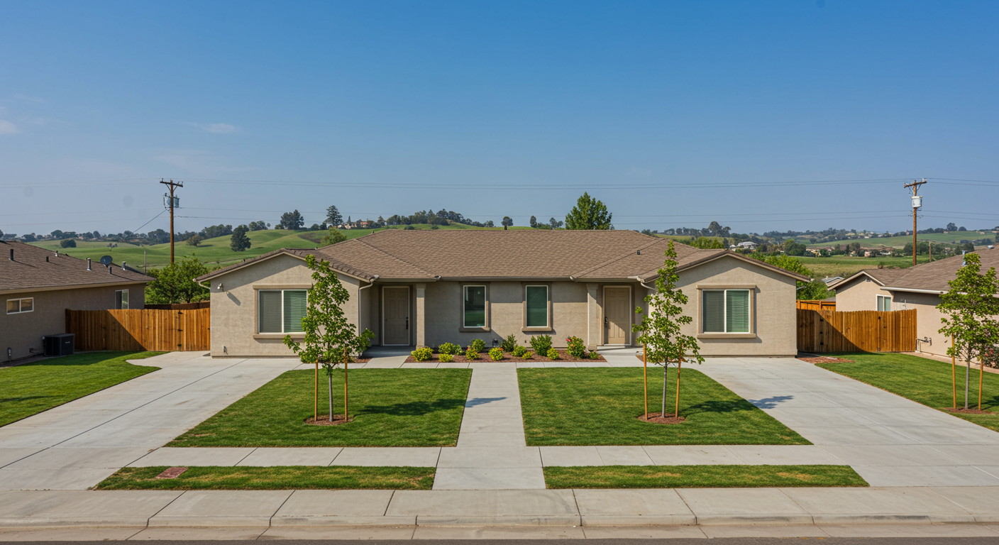 a house with a large front yard
