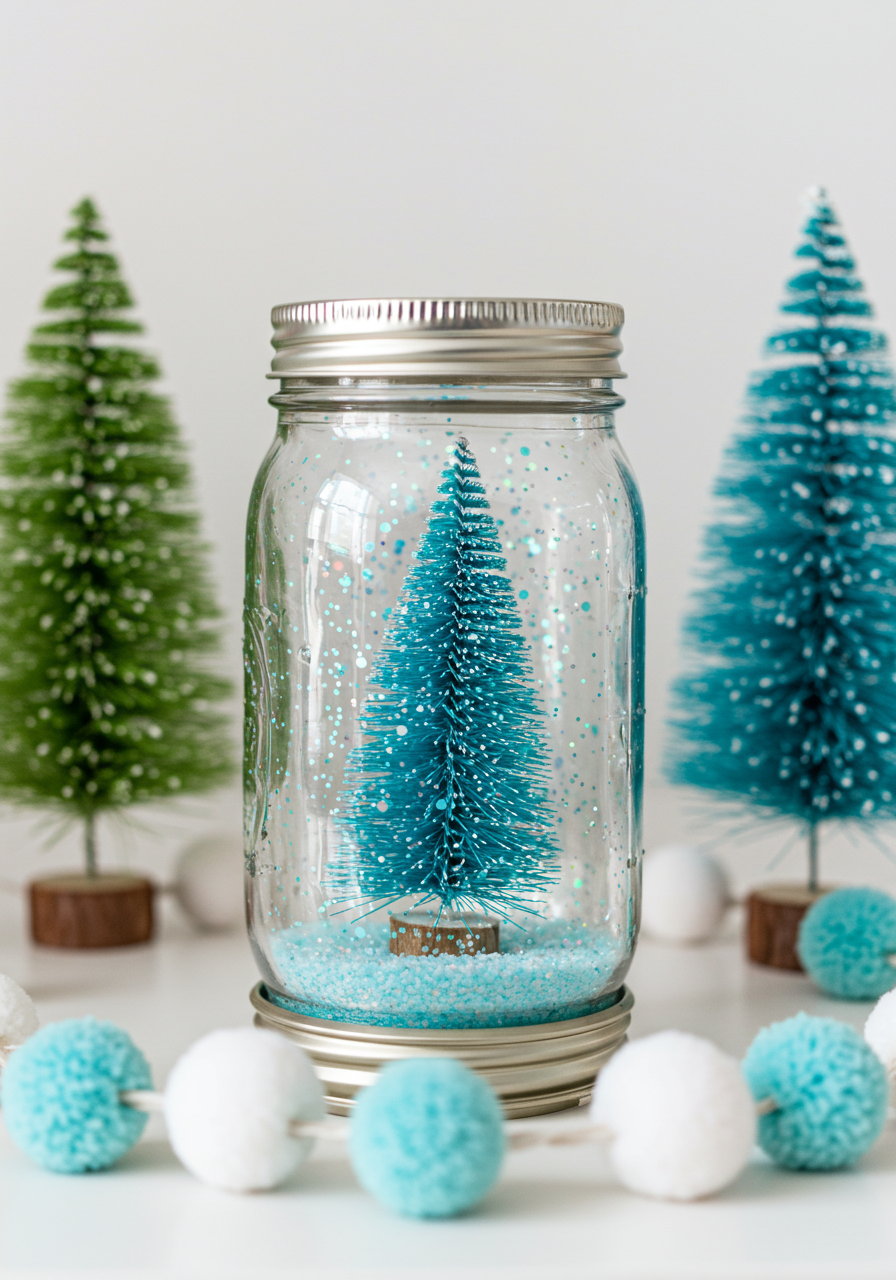 winter crafts mason jar snow globe
