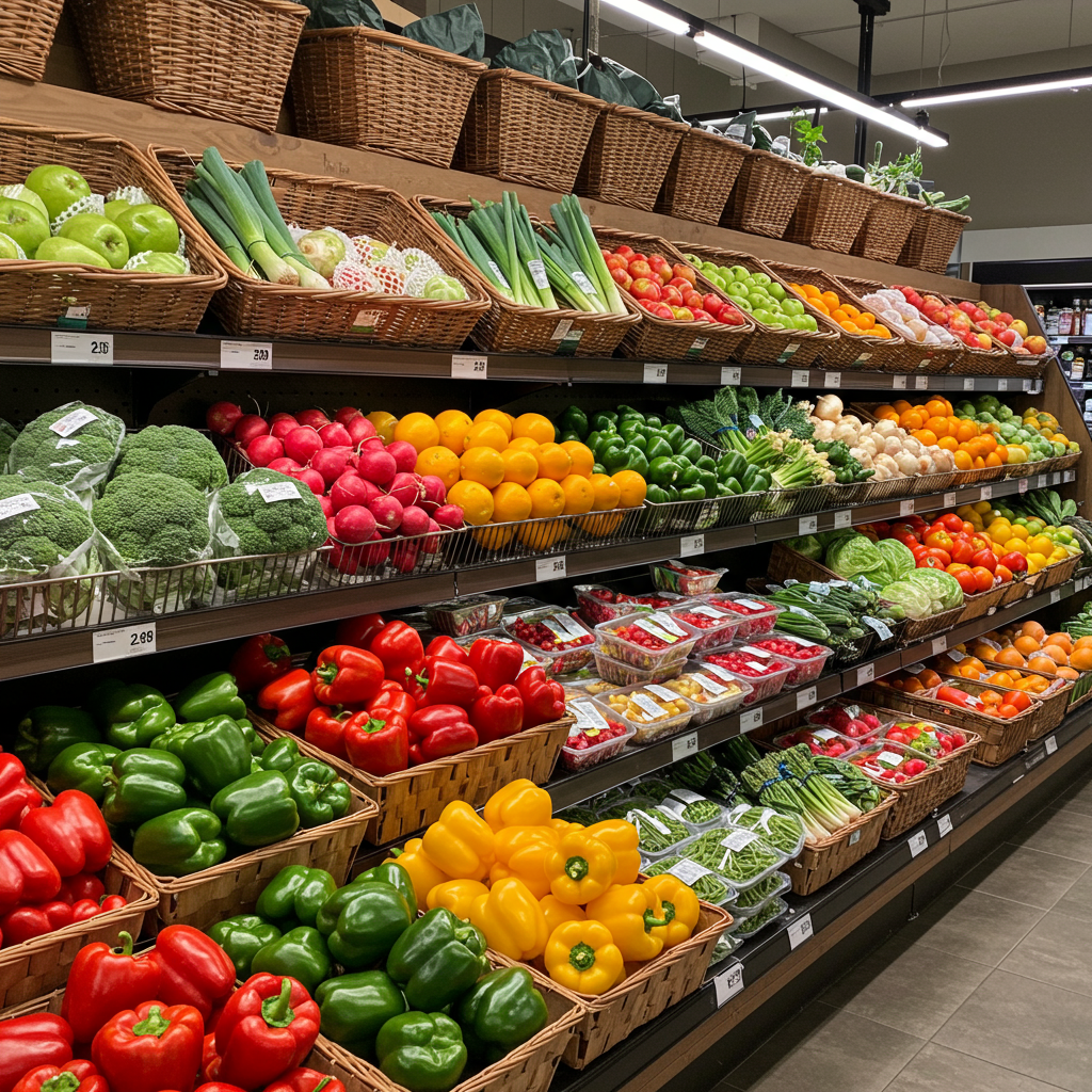 Fresh fruit, veggits and meats inside the Capitol Hill Eastern Market
