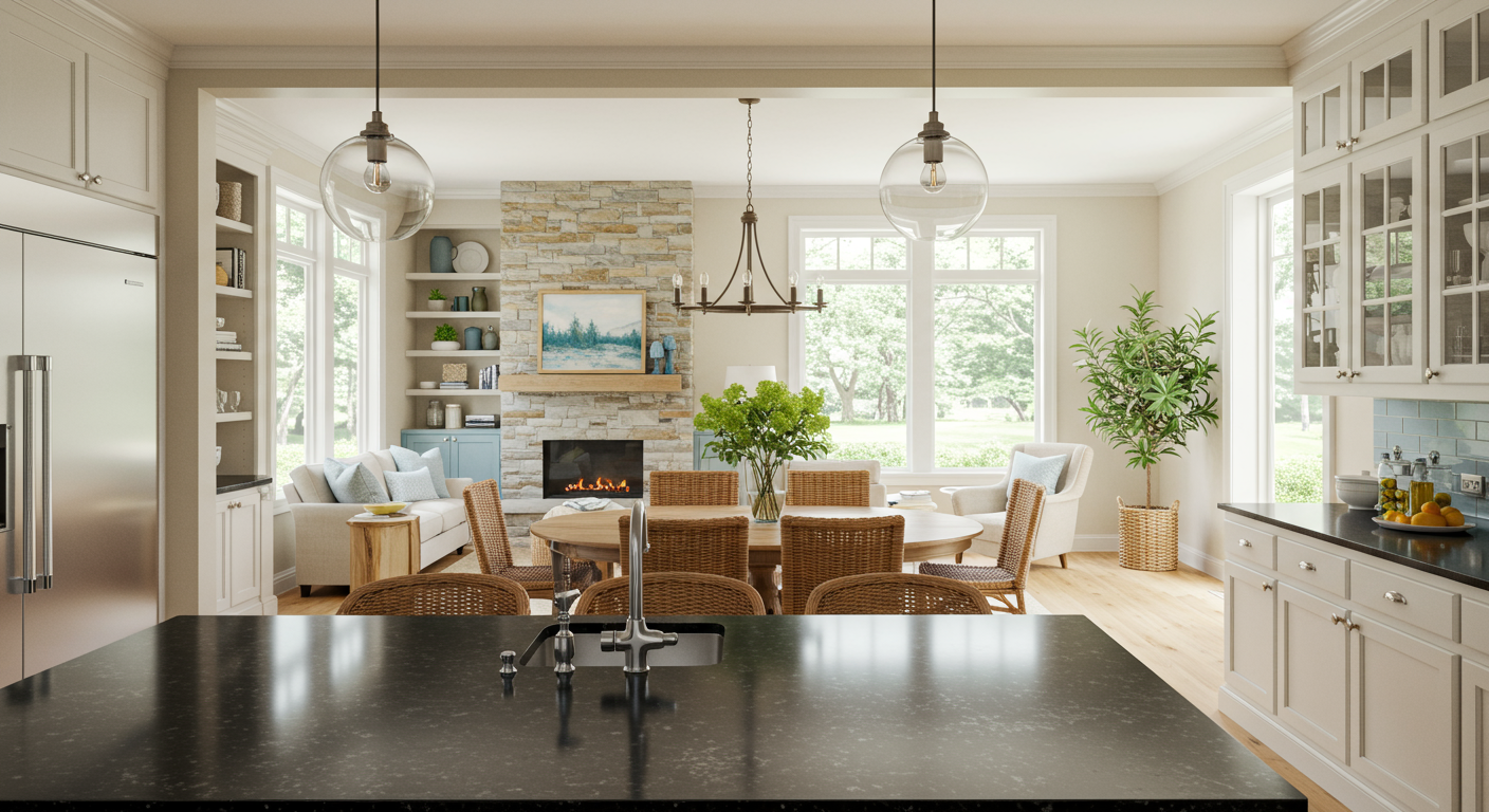 Modern Kitchen Living Room Hone design with open concept