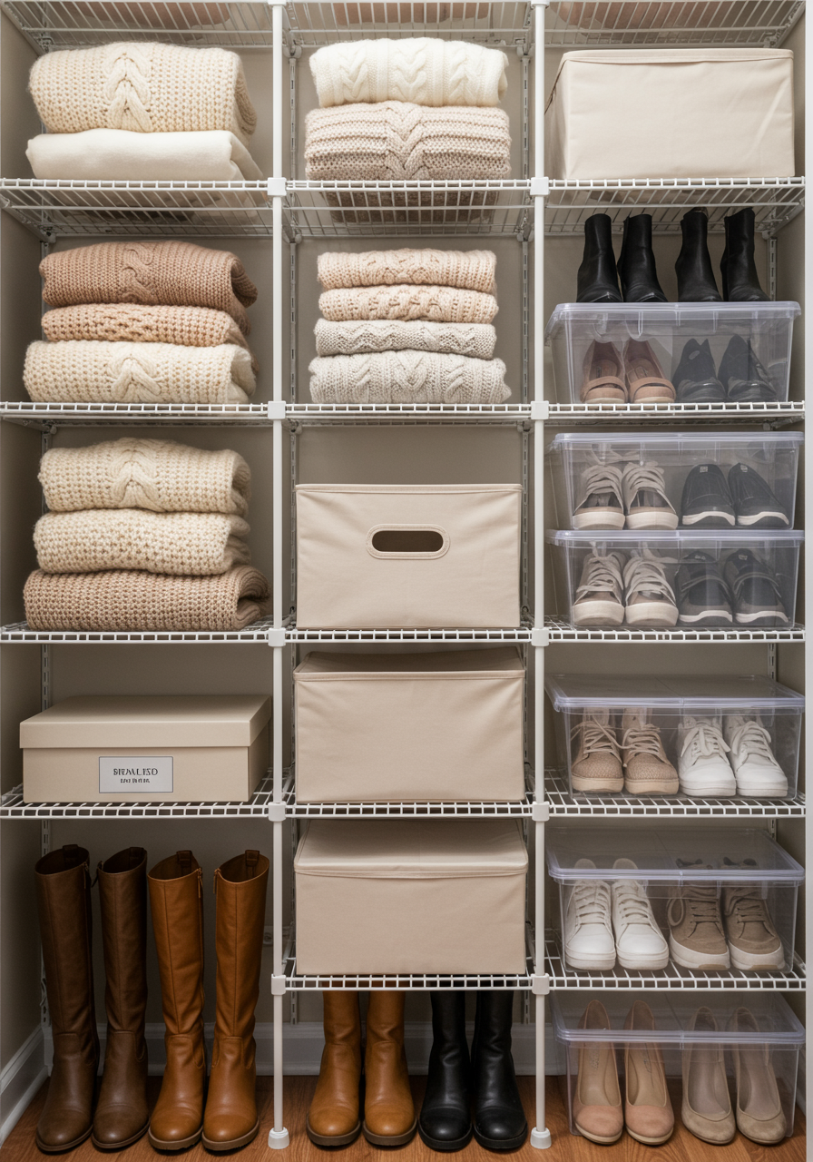 closet shelving show organization and clothing