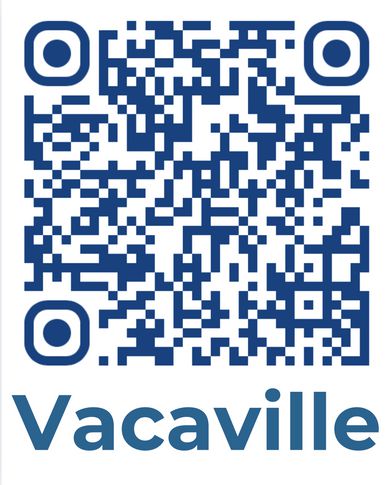 A QR code with the text "Vacaville" below it.