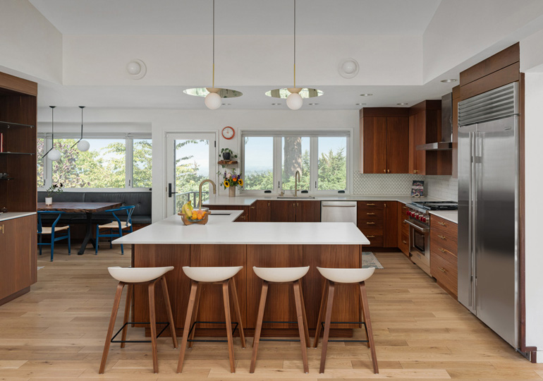 The renovated kitchen, now the family hub