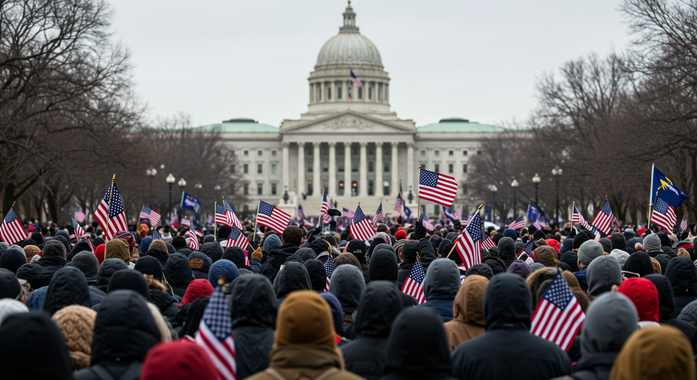Inauguration day crowds for President Barack Obama