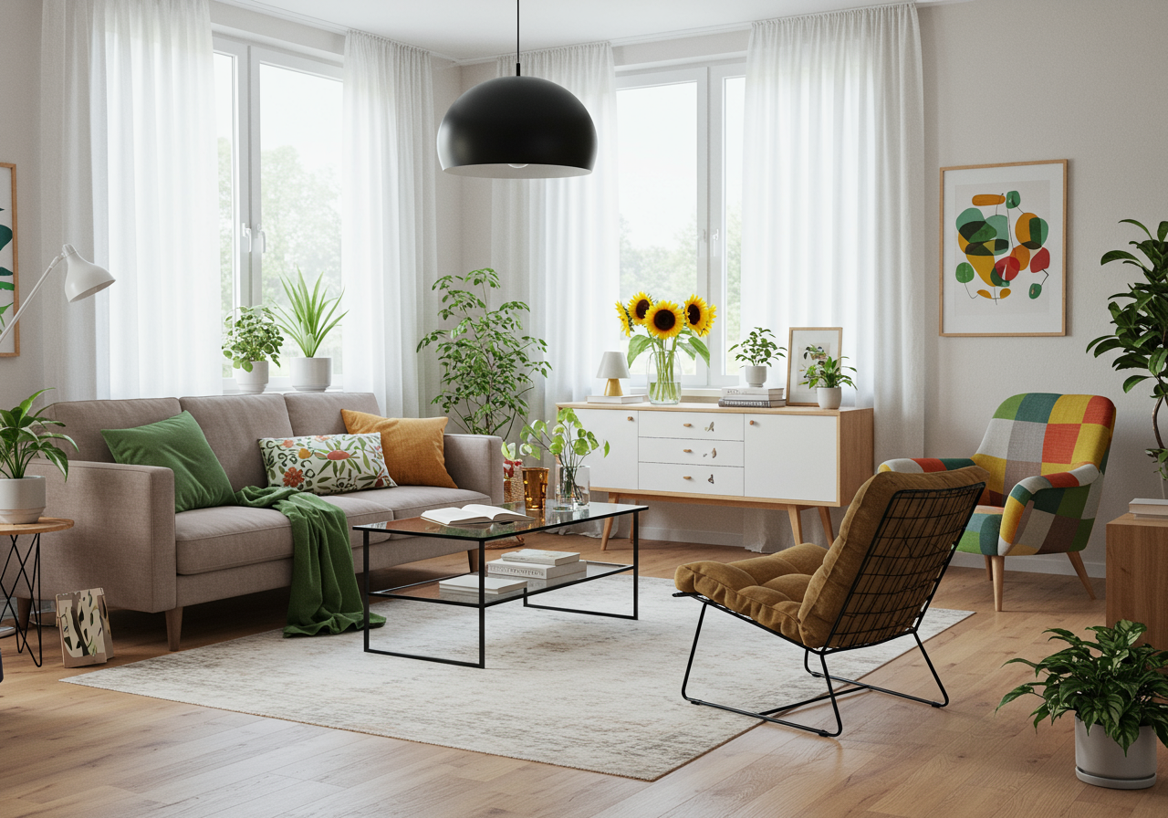 eclectic interior antique modern furniture mix