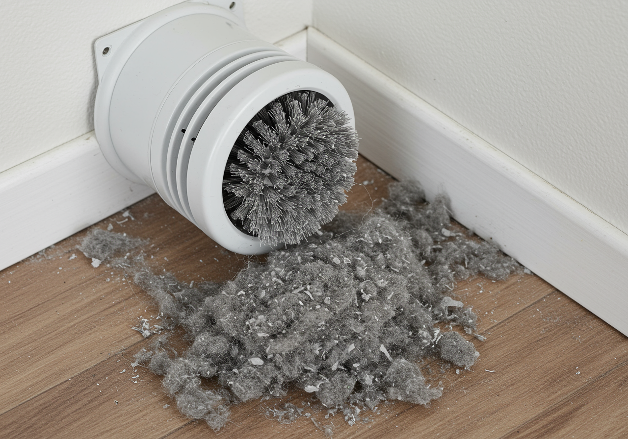 Dryer vent being cleaned