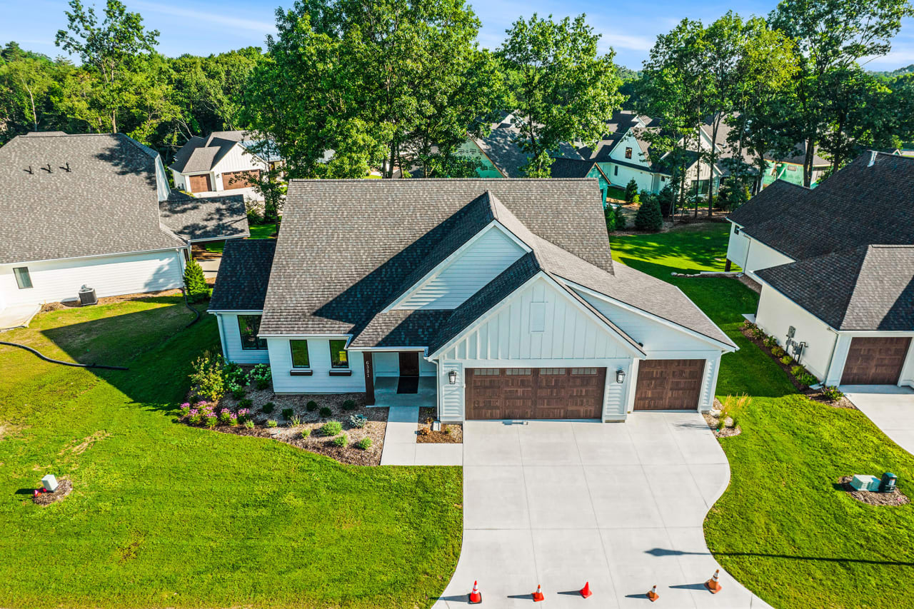 aerial front view of a house