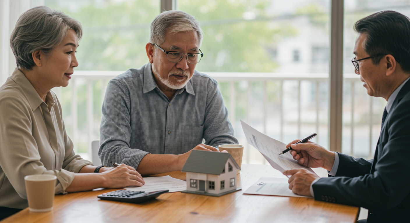 A mortgage broker holding a model of a house