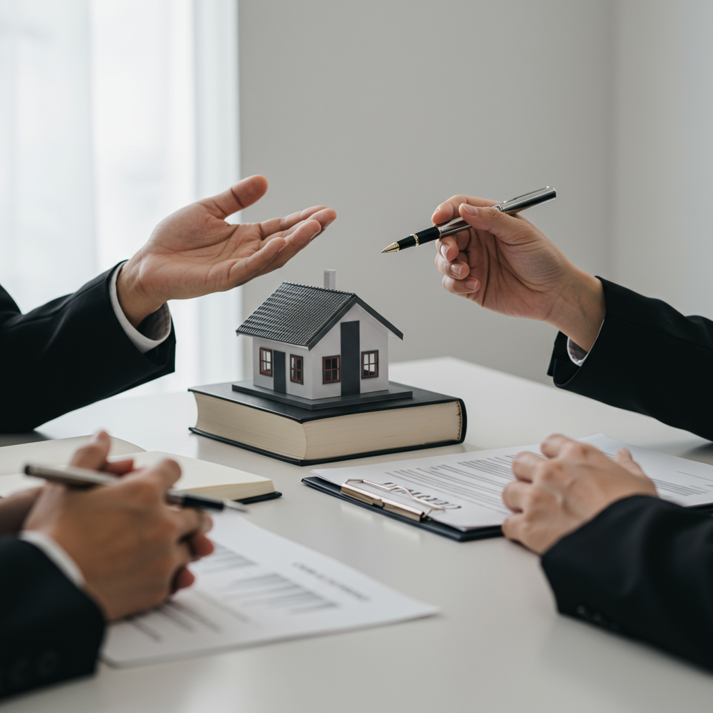 Real estate agent and client going over paperwork