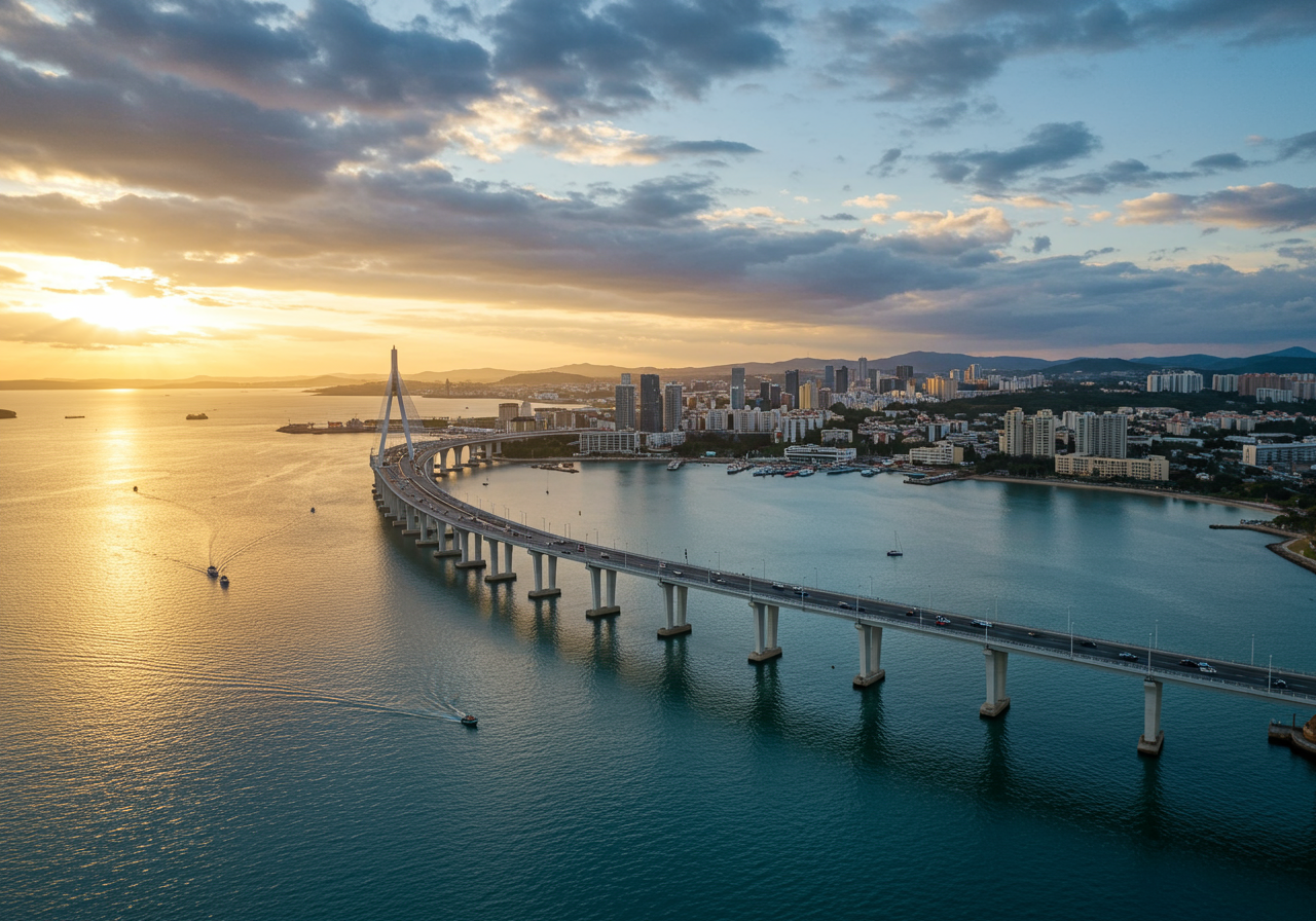 San Diego Skyline Beyond the Coronado Bridge