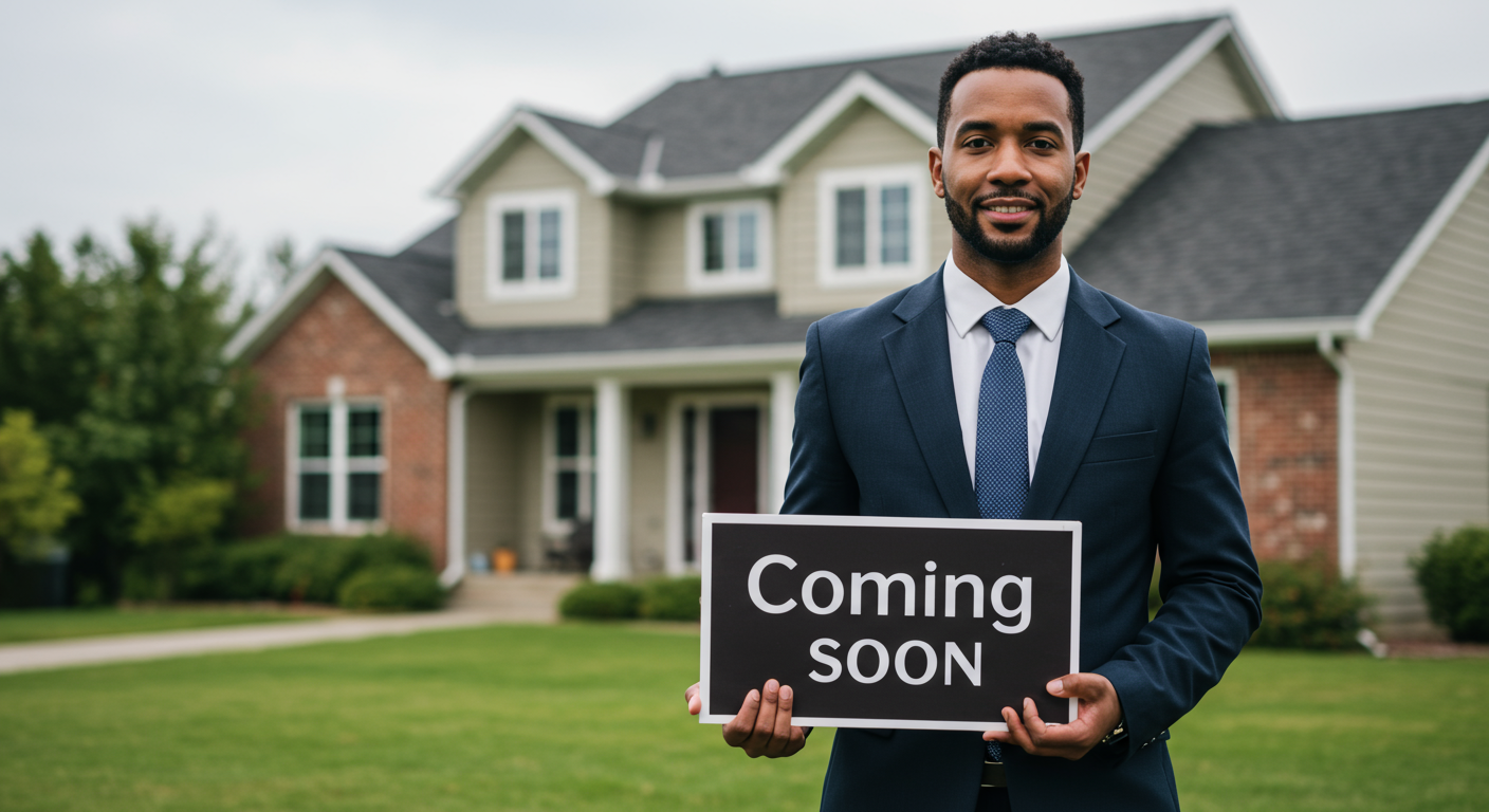 Lauri with her coming soon sign