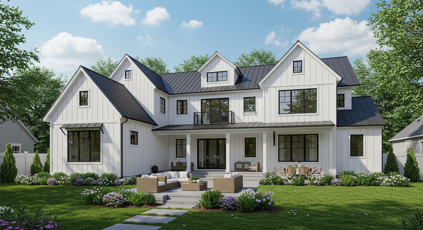 a large white house with lots of windows