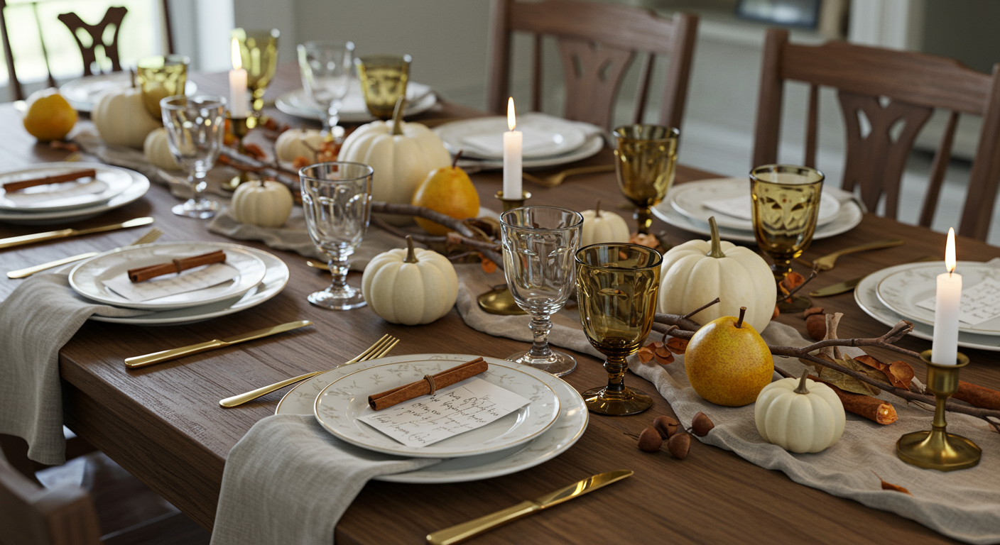 a table with food and candles