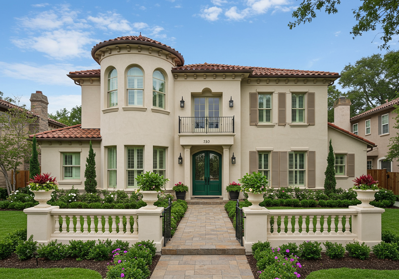 Exterior of home with white stucco