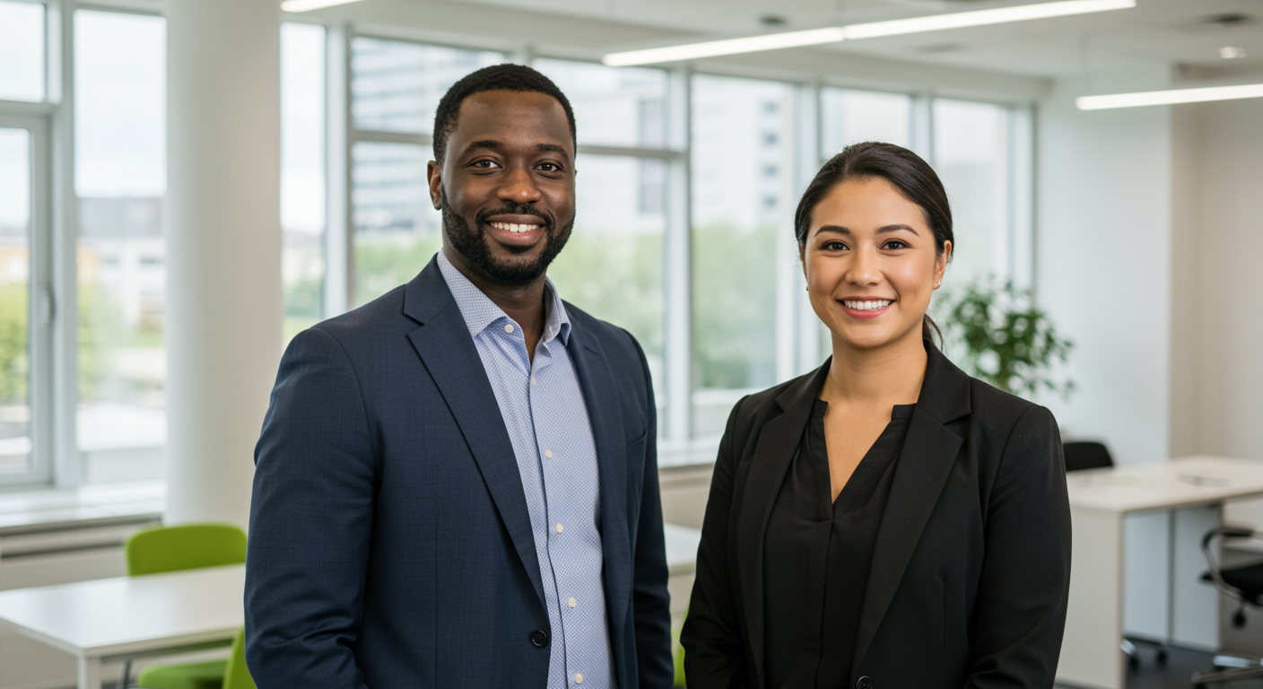 a man and woman smiling