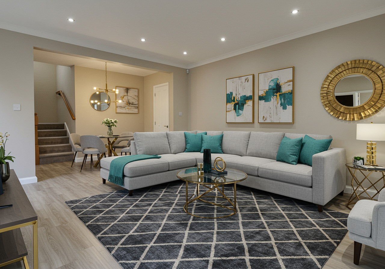 Living room beautifully staged