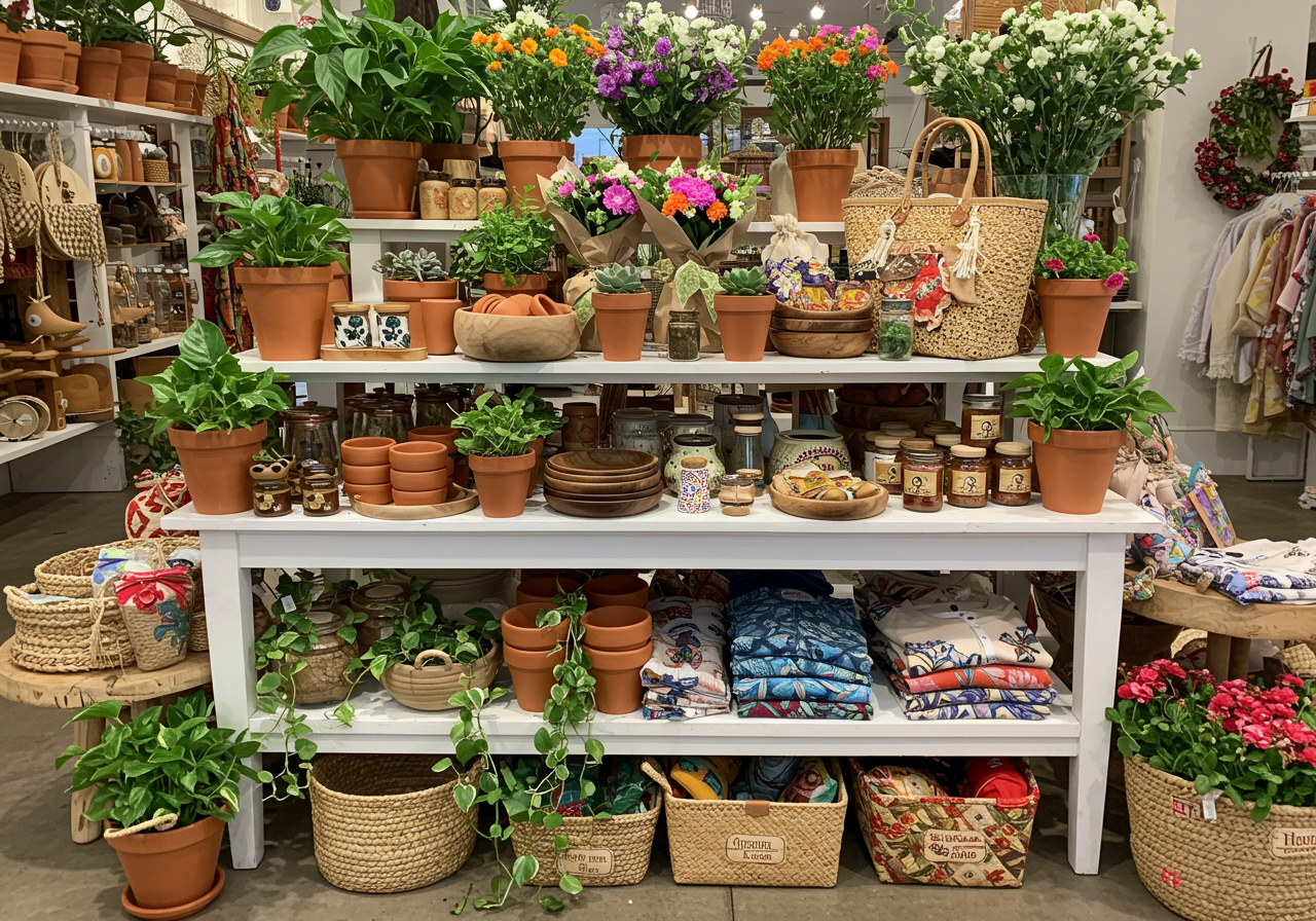Floral displays at Penelope Pots, Dana Point