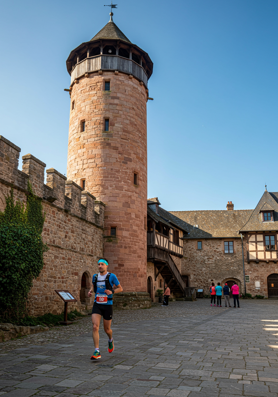 Running through Ch&acirc;teau du Haut-Koenigsbourg, Alsace, France