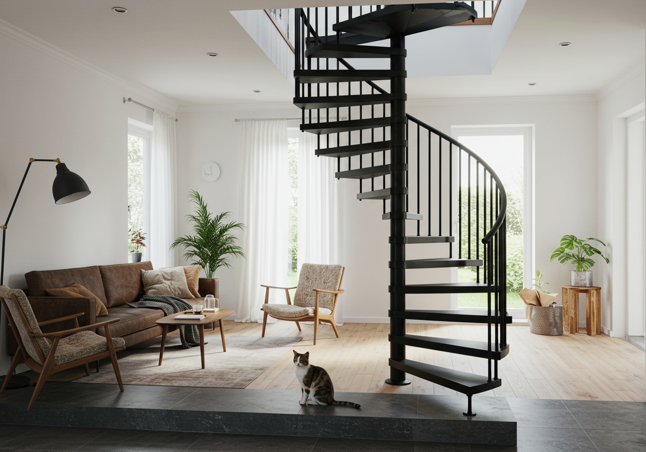 Johan built the stairs himself. Marble for the kitchen was sourced from a quarry 10 minutes away, as were the limestone floors. 