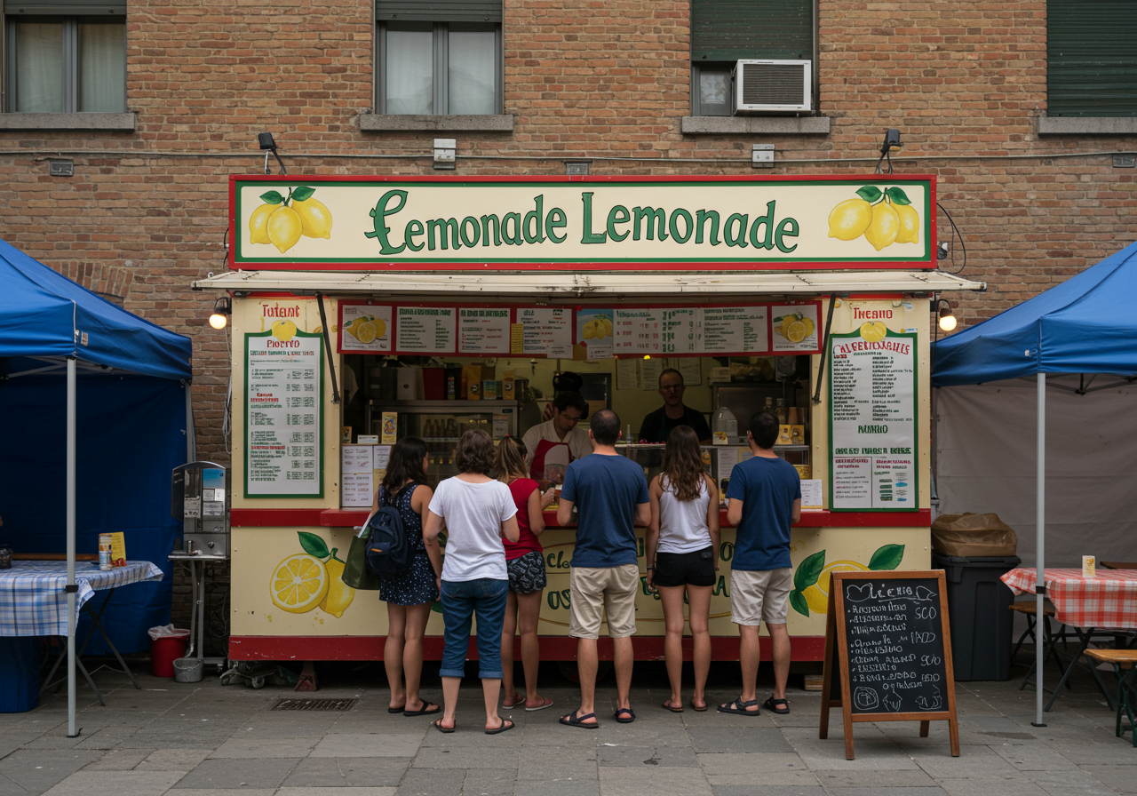 A group of customers outside Mario’s Italian Lemonade.