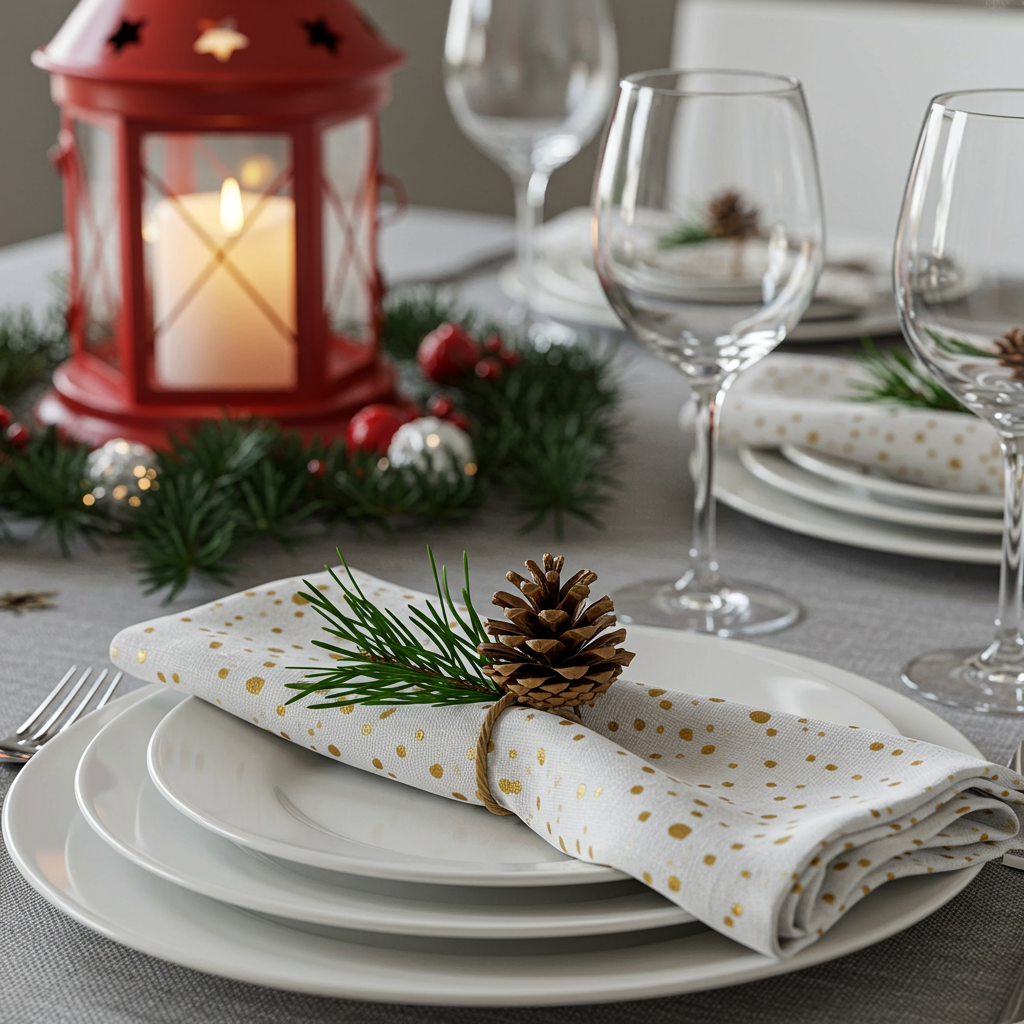 christmas table setting napkin