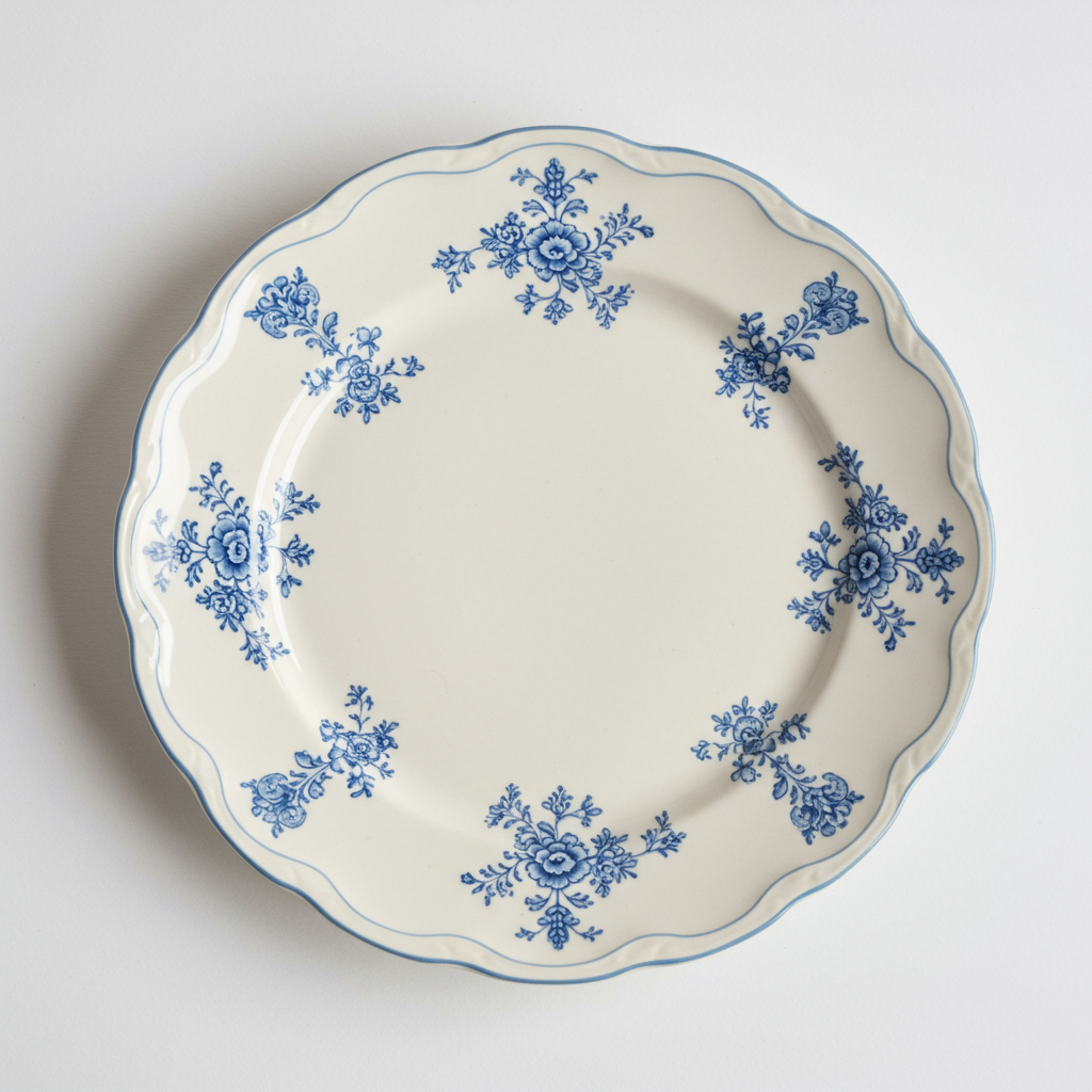 blue and white floral plate