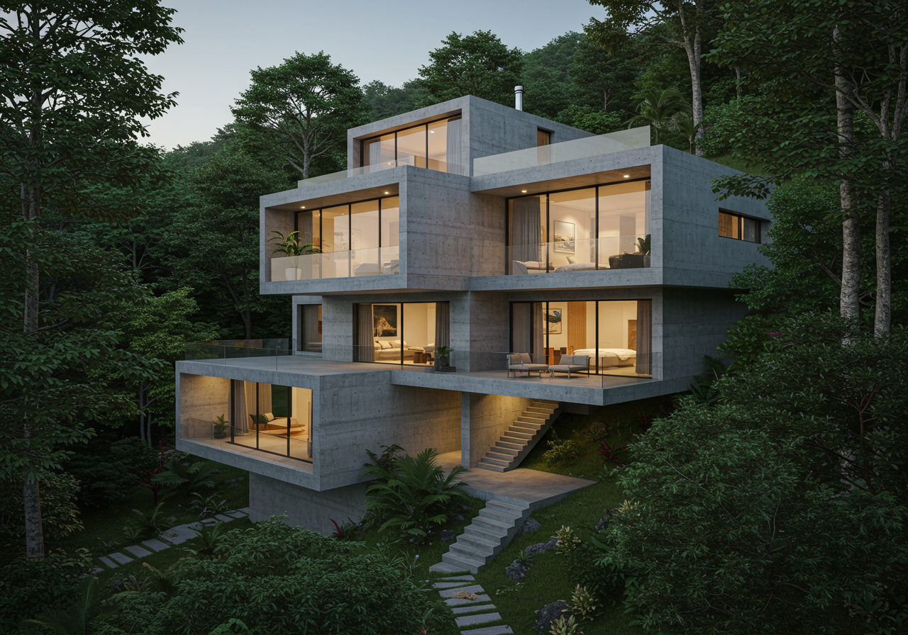 A side view of the structure suggests a deceptively vertical orientation. “This is a house that asks people to explore...