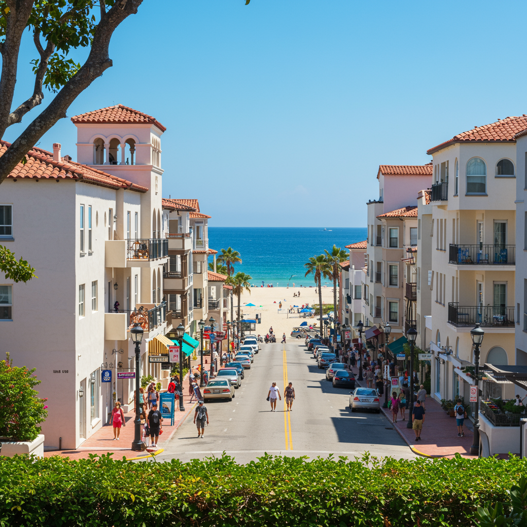 Historic North Beach in San Clemente with beach promenade