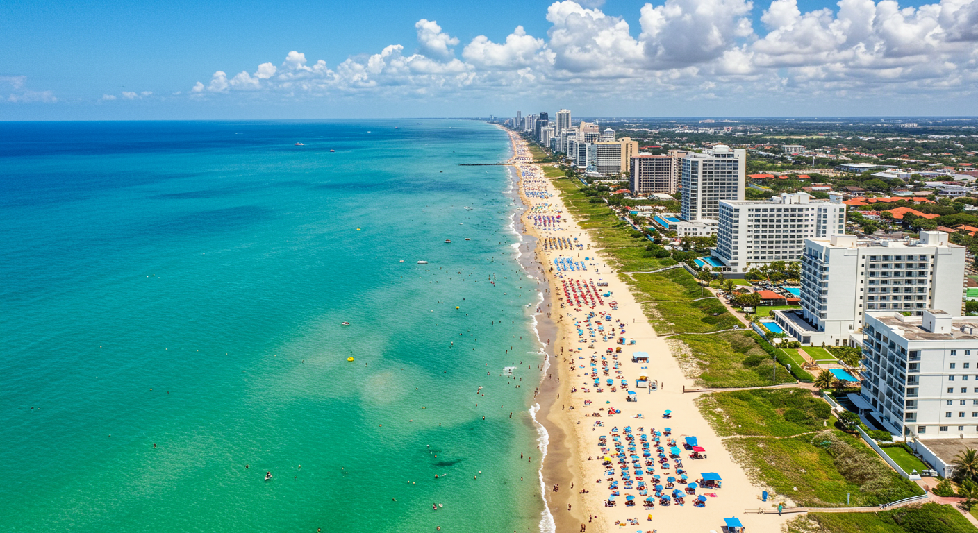 An aerial view of Miami Beach, Florida.