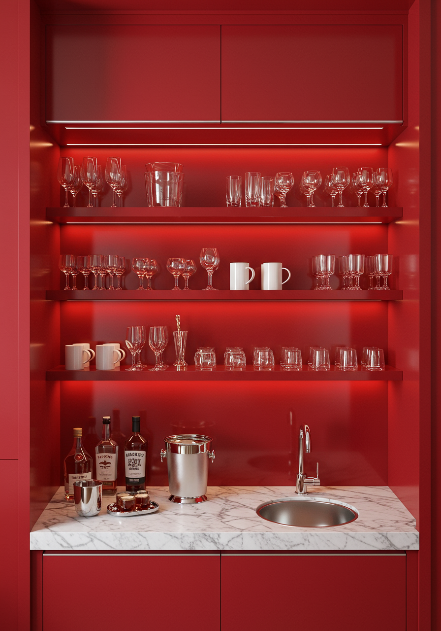 Image may contain Shelf Indoors Interior Design Cup Closet Cupboard Furniture Cabinet Sink Sink Faucet and Candle