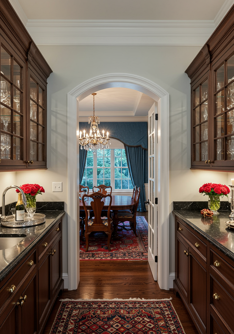 butler's pantry and dining room