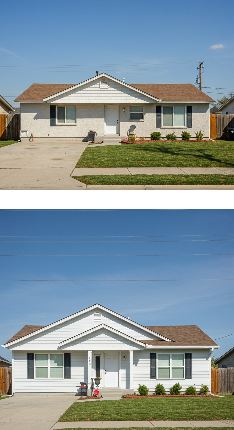 Exterior remodel before and after by Verso Homes
