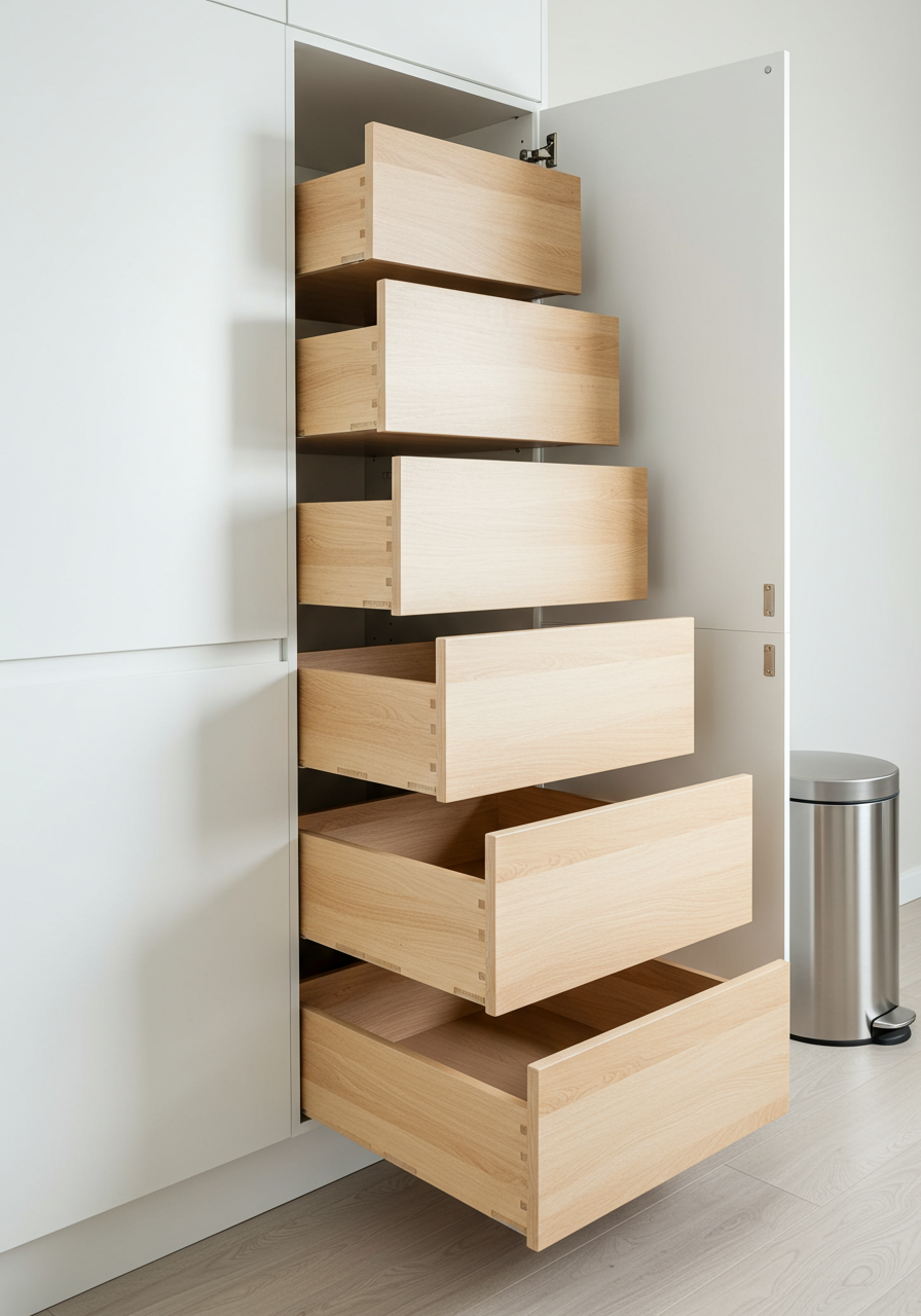 Cleaned pantry shelves ready for organization