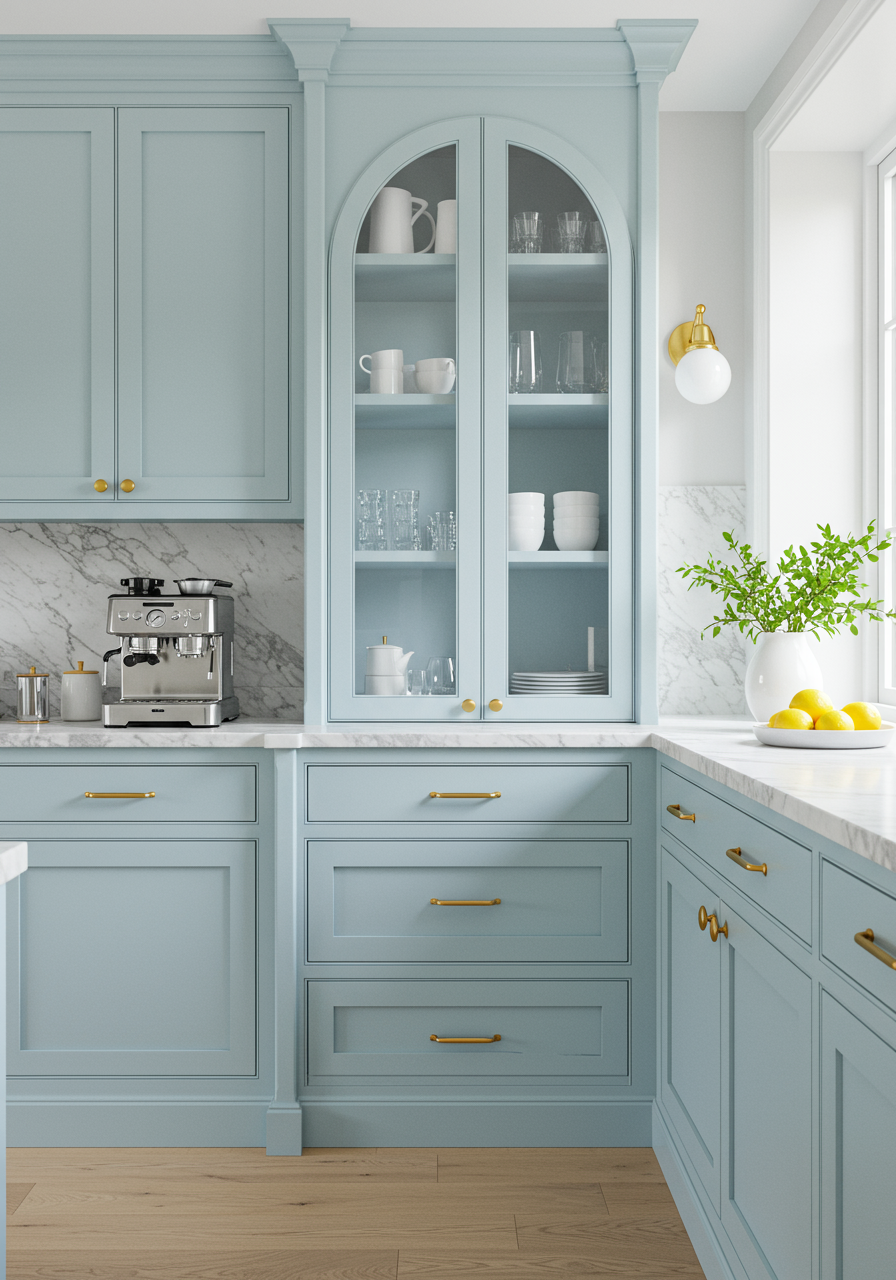 coffee bar ideas light blue cabinetry with coffee cabinet