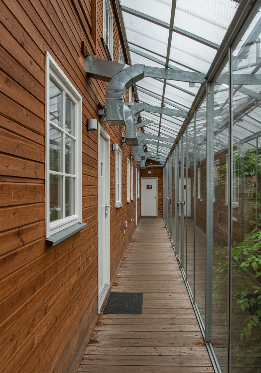 The wood for the core home is pine treated with linseed oil. "It's not luxury. But that's also part of the idea," Marie says. 