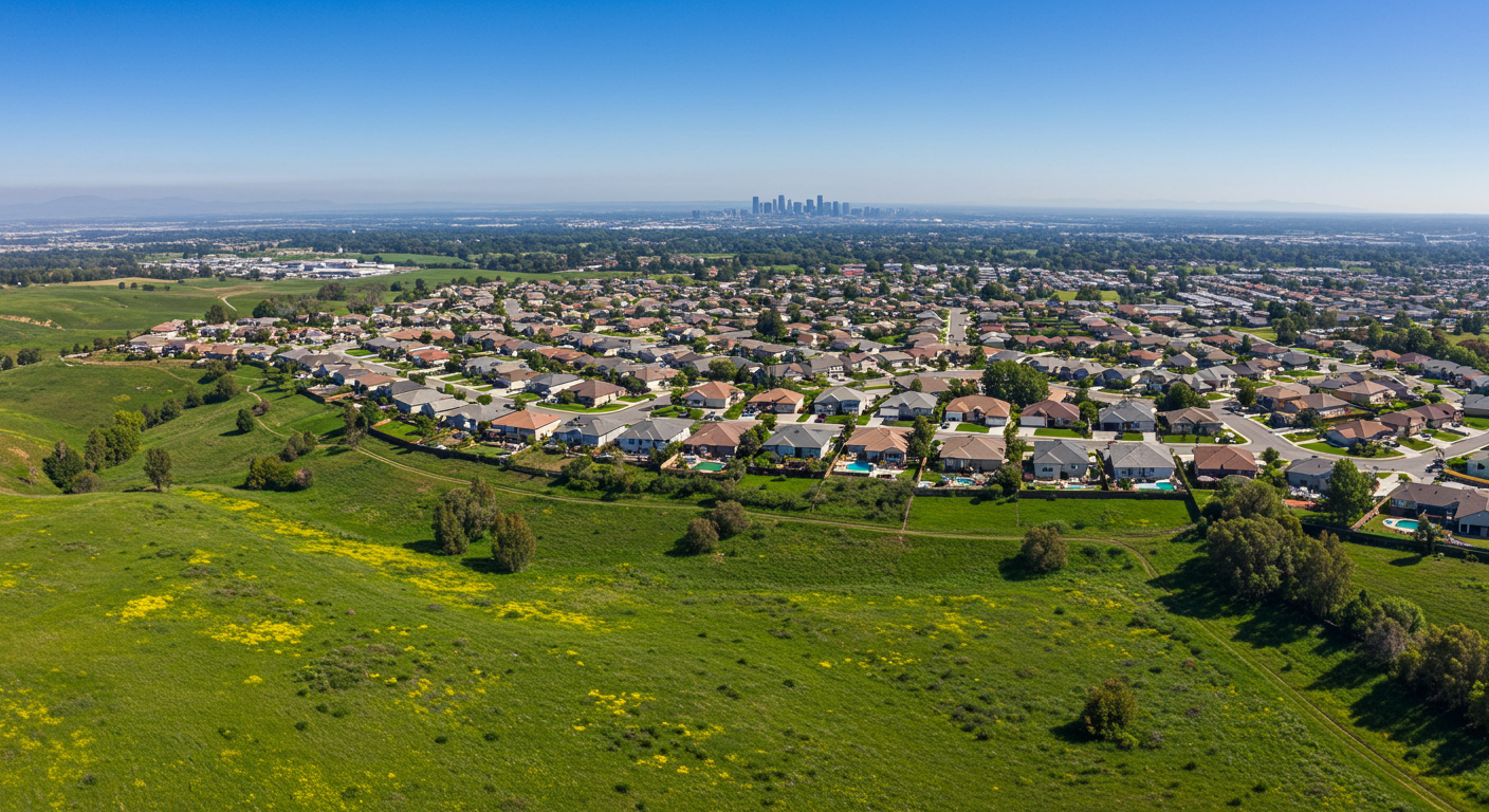 Aerial view of Brea, CA