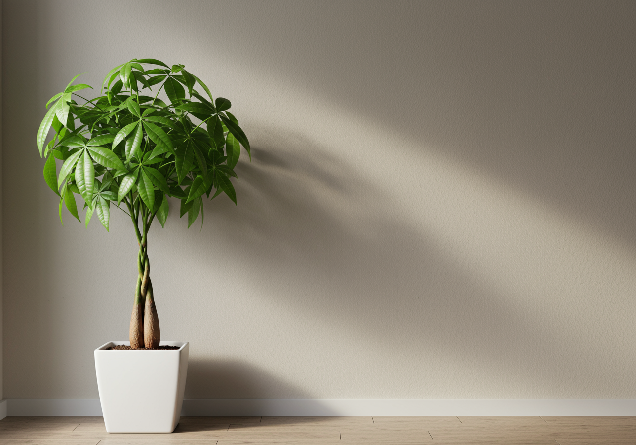 Money Tree against tan wall