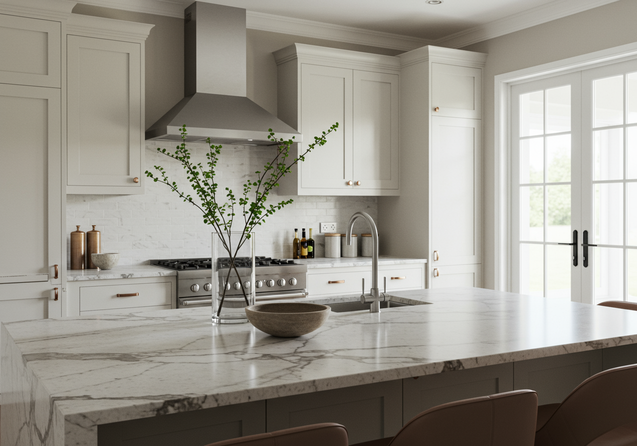 Image may contain Indoors Interior Design Kitchen and Kitchen Island