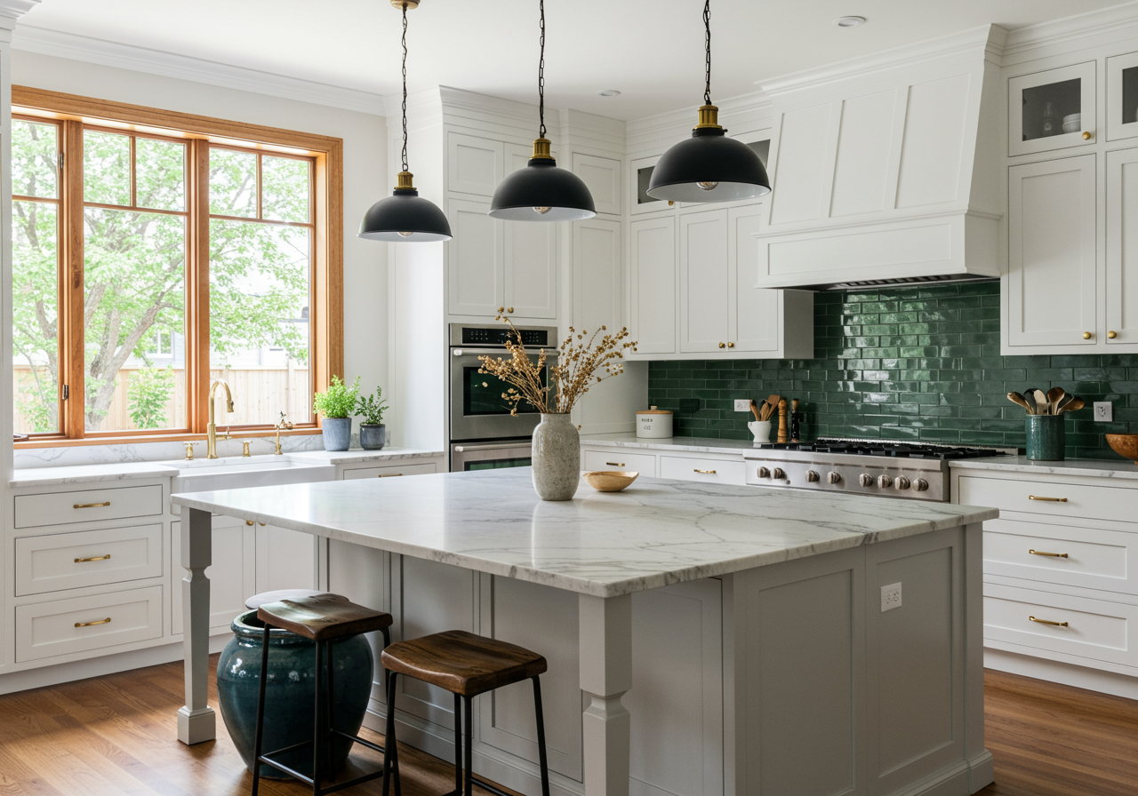 Kitchen with backsplash