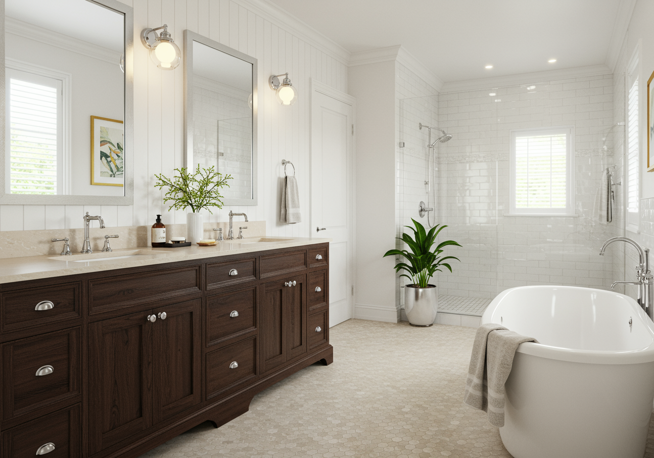 bathroom with double sinks