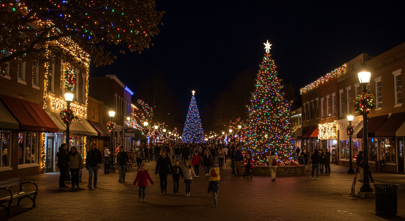 Bright Holiday Lights in the Big Cities and Small Towns of NC