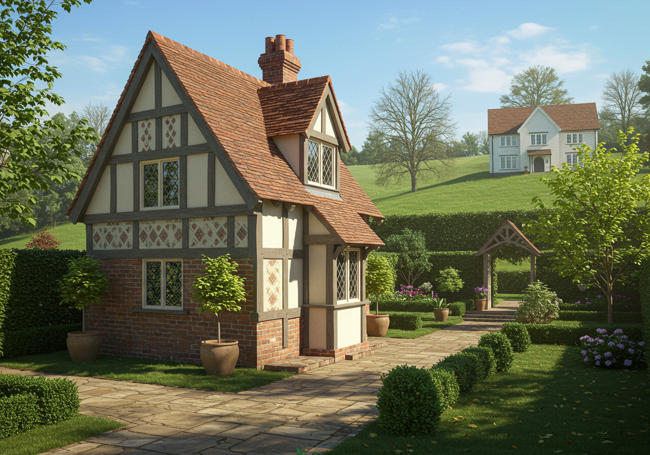 Custom playhouse with brick and tile design 