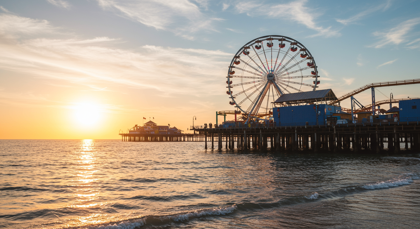 Santa Monica in Los Angeles at dusk
