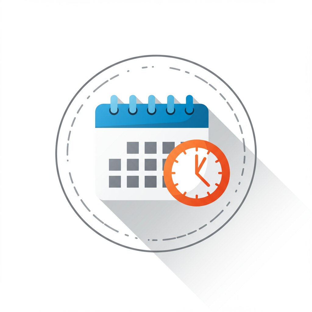 Blue calendar with an orange clock