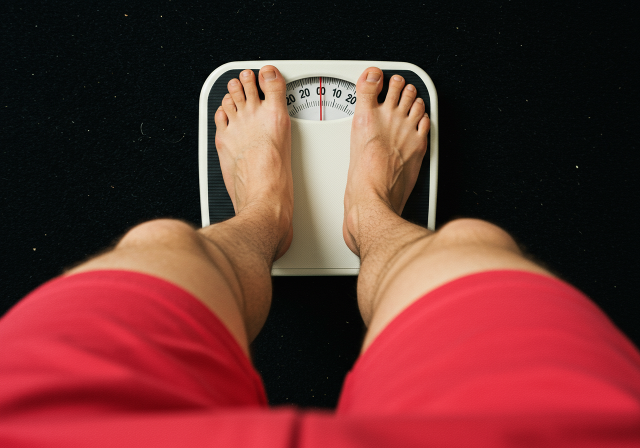 Woman standing on a scale