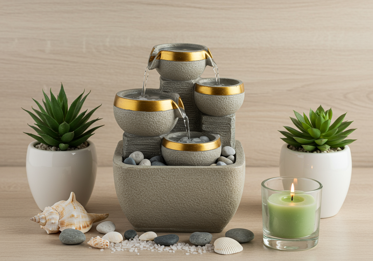 Portable indoor fountain for good Feng Shui 
